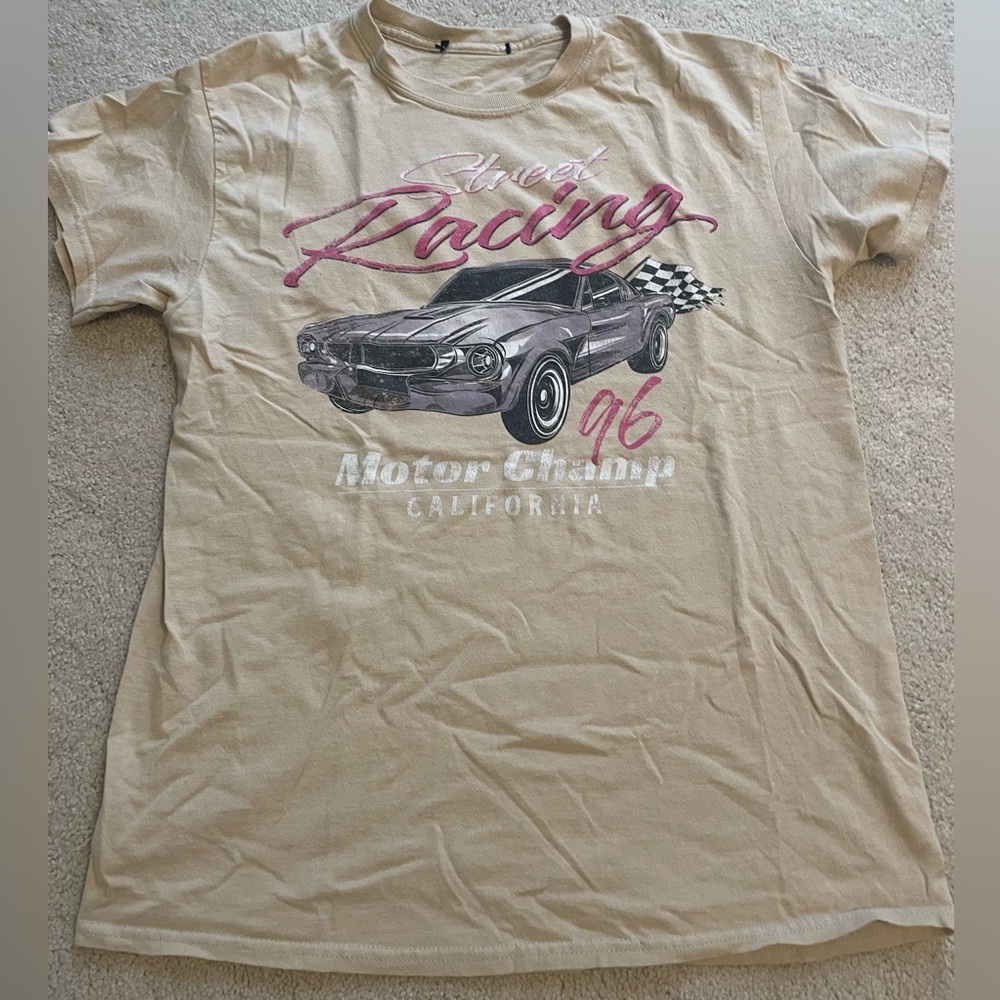 Street Racing Graphic Tan T-Shirt